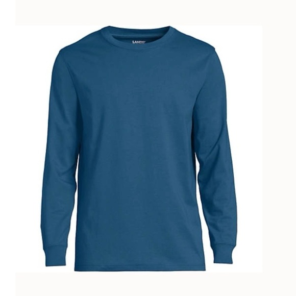 LANDSEND Men’s 100% Cotton Long Sleeve Crew Neck Tee Shirt - Picture 1 of 2
